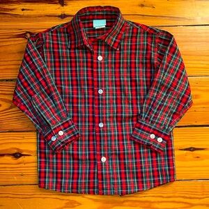 Southern Sunshine EUC boys boutique holiday plaid button down long sleeve shirt